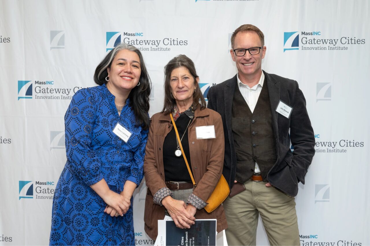 Greg Torres Senior Fellows, Pema Latshang and Dina Fein pose with John Bidwell.